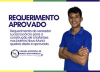 Câmara Municipal aprova requerimento para construção de chafarizes nos bairros Novo Murici e Quebra Dedo.